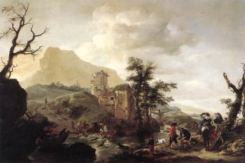 菲利普斯 沃夫曼 Stag Hunt in a River 菲利普斯 沃夫曼 Stag Hunt in a River